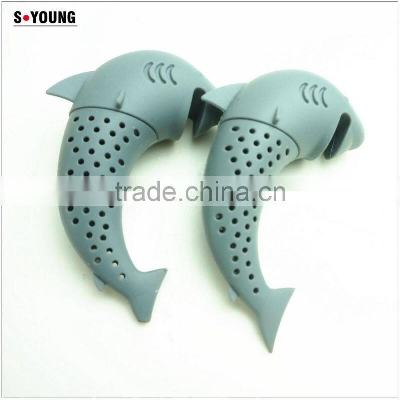 16159 Silicone Shark Infuser Loose Tea Leaf Strainer Herbal Spice Filter Diffuser