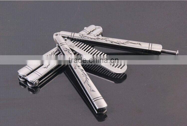 Wholesales Sliver Comb Multi function Stainless Steel Trainer Tool Butterfly Comb