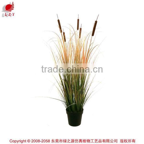 Dongugan Factory Direct Sale Artificial Grass Onion Grass with Cattails in Pot Synthetic Potted Grass Pots Plant