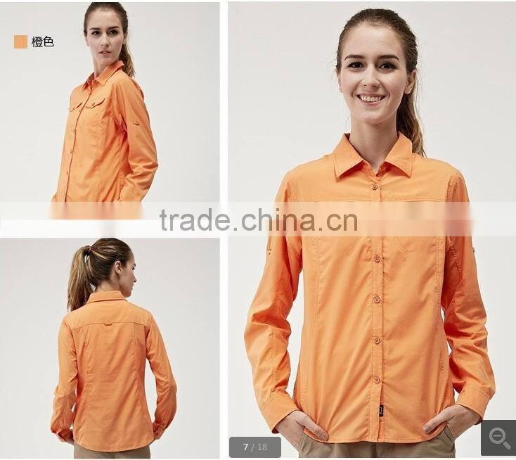 Dual function Men Shirts Outdoor khaki Color Fishing Hiking Anti-uv Quick-dry polyester fishing Shirt