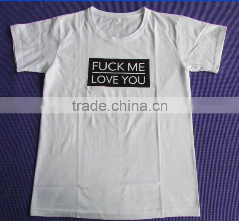 100%cotton white t shirt with printing ,custom print t-shirt