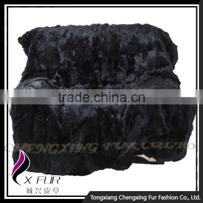 CX-D-11H Top Quality Home/Hotel Carpet Patchwork Rabbit Fur Fur Throw Blanket