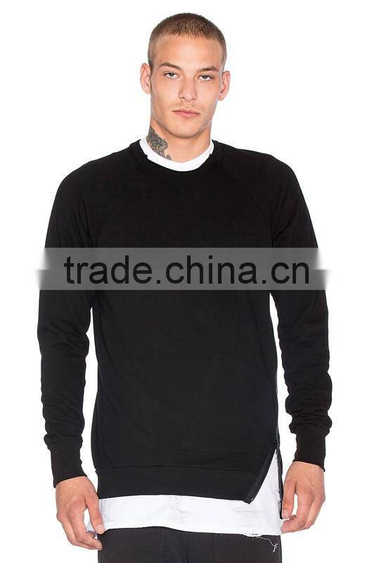 custom your own logo wholesale single side zipper crewneck sweatshirt for men