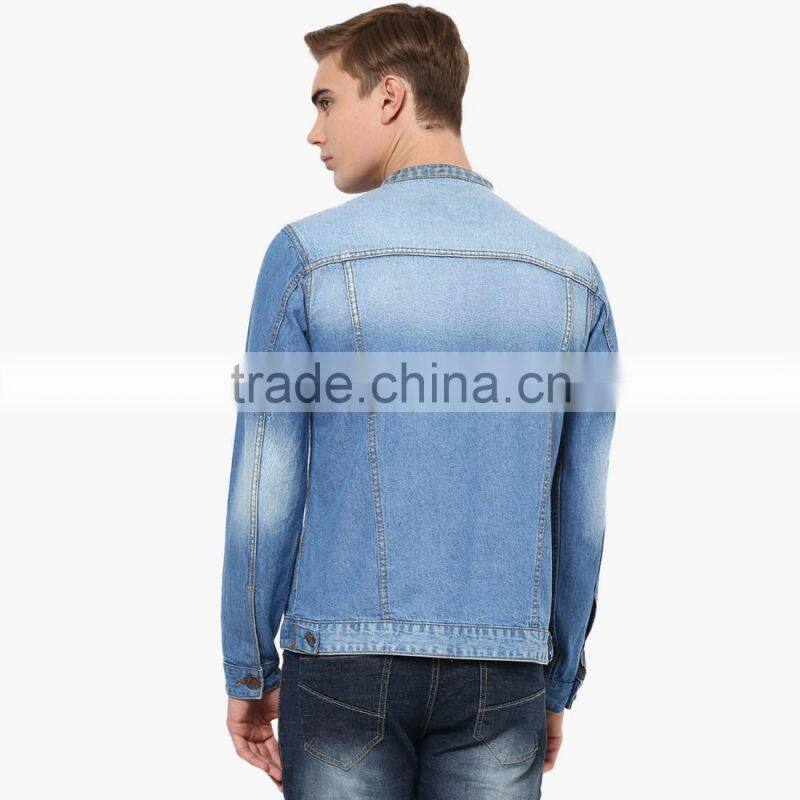 light blue denim custom men casual jacket best selling