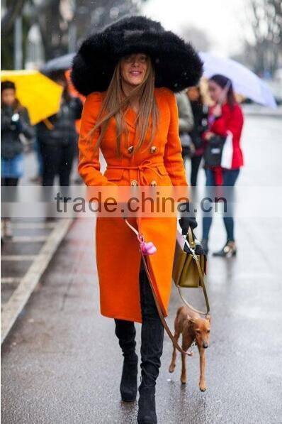 new season 100% hand made fashion orange winter coat women