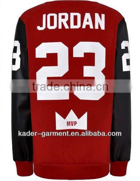 Leather sleeve sweatshirt for men