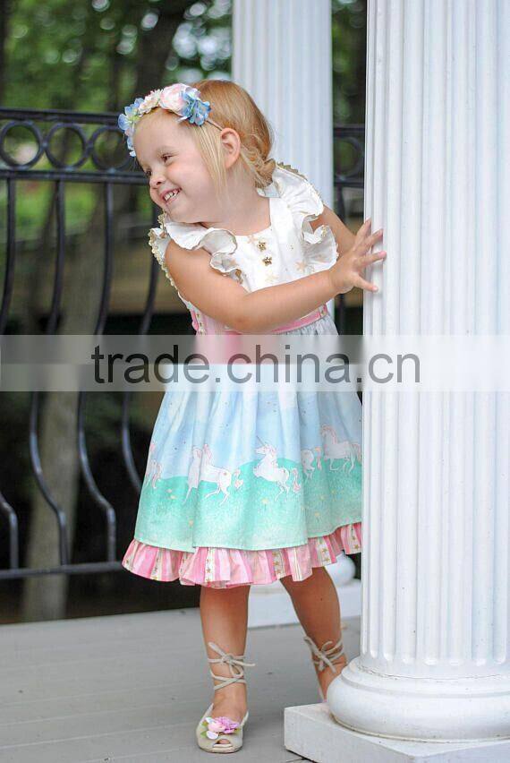 Baby Girls Unicorn Dress Infant Kids Cute Baby Boutique Wholesale