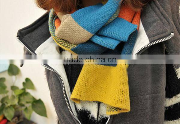 High quality colorful stripe long 180cn wool women autumn and winter wear rainbow knit scarf fashion