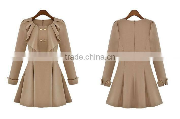 ET13004 Long Sleeves Ruffed Panel Skater Dress