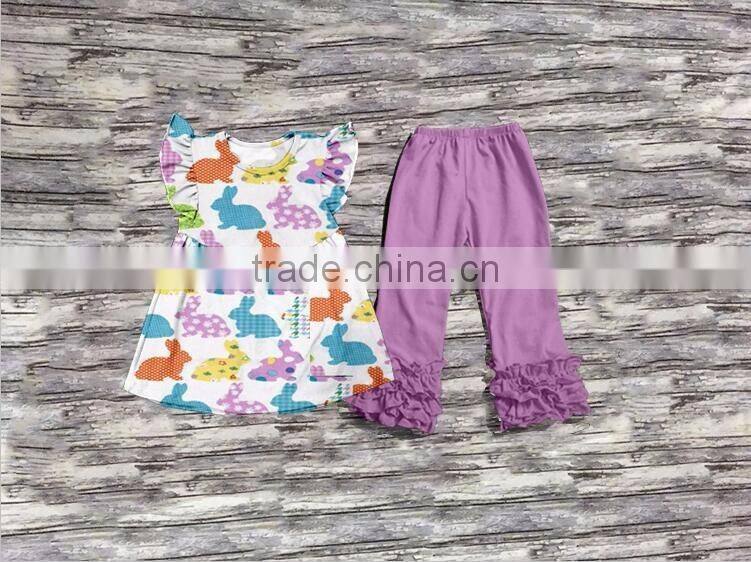2016 spring wholesale children's boutique clothing for little girls Easter rabbit suits