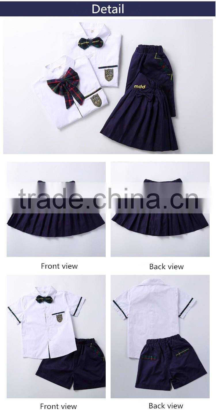 Juqian 2016 wholesale cheap Lovely Unisex Summer Primary Kids School Uniforms