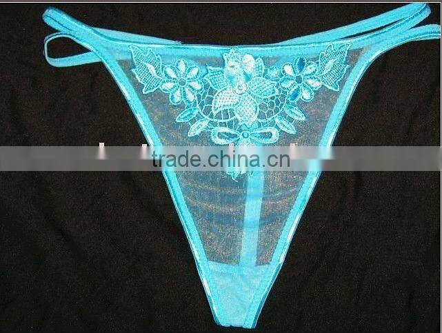Sexy women embroidery g-string lady transparent panties models