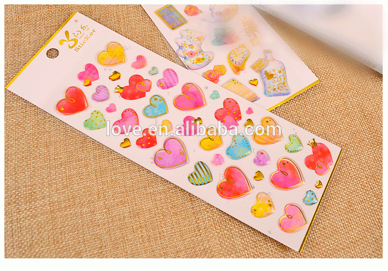 Custom children carton sticker cheap epoxy/pvc/pet sticker die-cut adhesive sticker