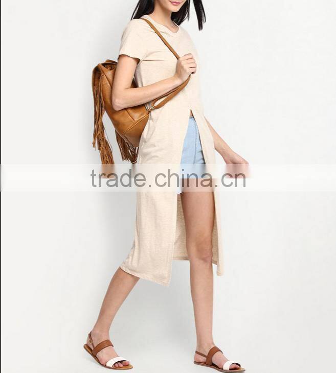 Women blank cotton longline design t shirt