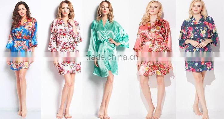 Silk satin floral robe kimono robes bath robe Custom made japan kimono robe LF003
