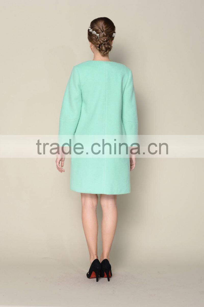 long style elegant plain red and green ladies fashion winter coat factory
