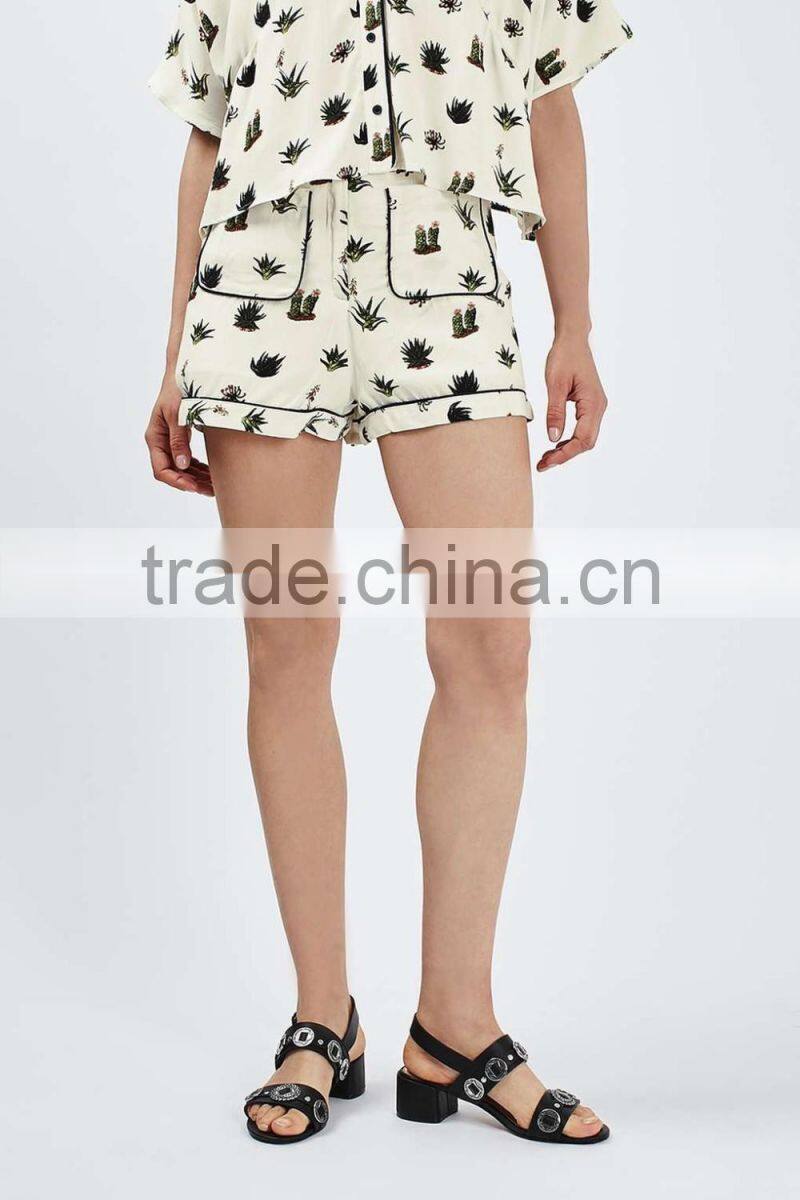 Digital print high quality women 100% silk pajamas
