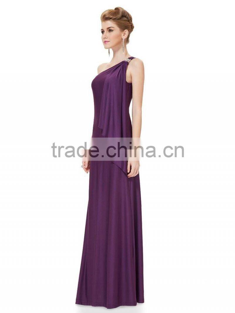 Fashion Sleeveless Dress Long Knitted Elegant One-Shoulder Off Purple Women Dress For OEM