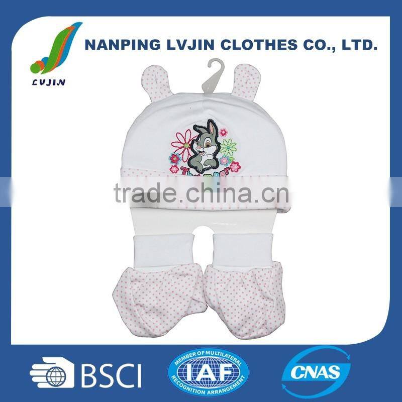 Fashion baby embroidered cartoon hat fancy baby 100% cotton hat shoes set,babies product