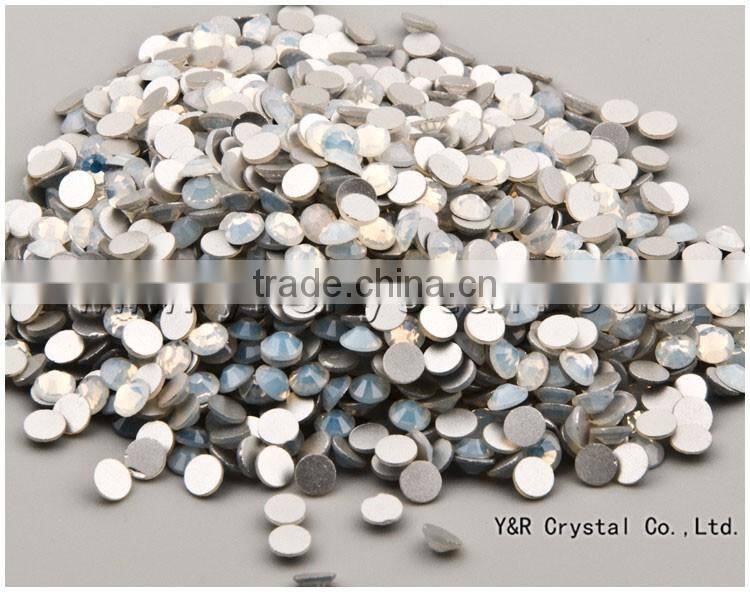 White opal nail art glass rhinestone silver flat back rhinestones