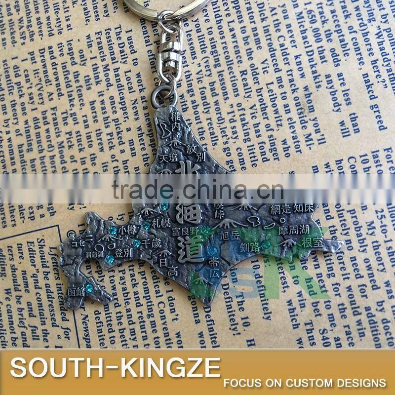 Japan Hokkaido Map Metal Alloy Keychain