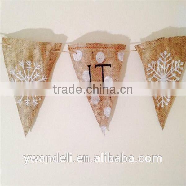 Winter Decoration Christmas Burlap Bunting, Hessian Let It Snow Bunting With Shabby Chic Rustic Style