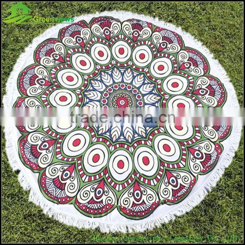 china customized printed round beach towels with tassels round beach towels mandalaround towel warmer