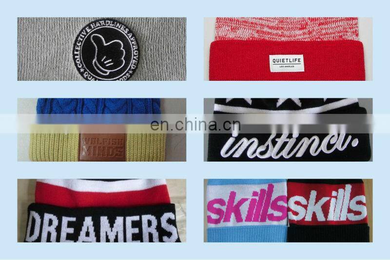 High Quality Knit Baby Beanie Hats Grey/Red With Bobble