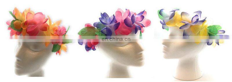 Rose flower lei garland rose headband silk headband lei headband kauai headband