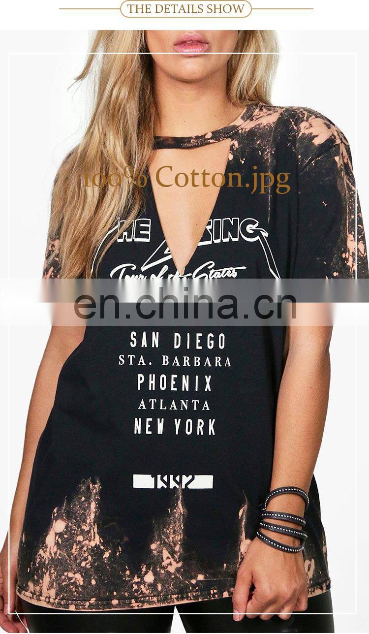 hot sell beach summer casual washed printed women t shirt