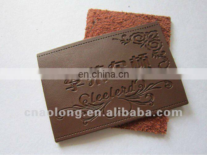 custom embossed and printed logo PU imitation leather labels, leather patches for clothing