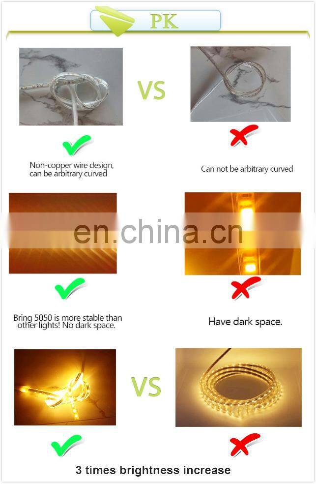 Rubber 100m hydrophilic strip indoor/outdoor led rope light 220v 230v 240v