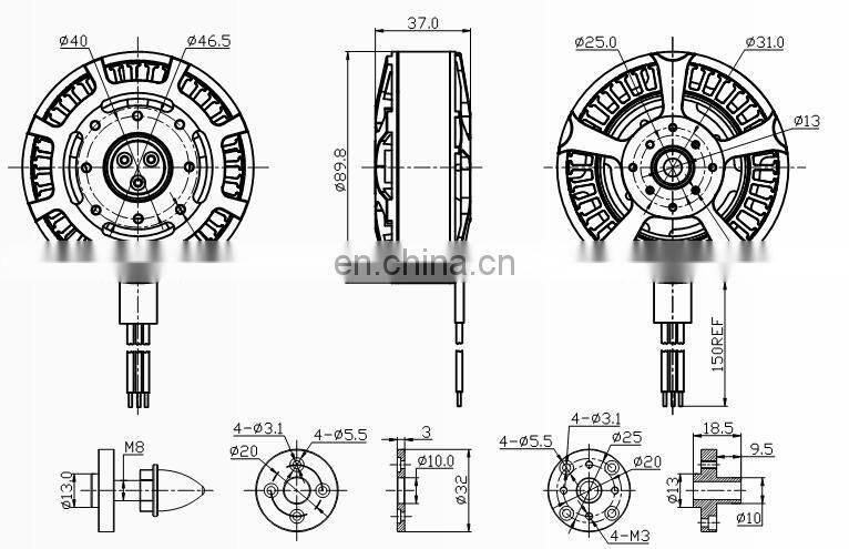 6-Axis 8-axis aircraft model brushless motor D8120-120 KV remote controlled aircraft motor UAV motor