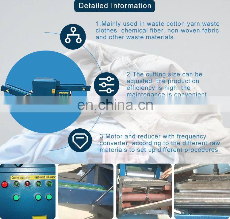 Waste Recycling Use Fiber Fabric Plastic Cutting Machine Waste Cloth Rags Cutter Shredding Machine Wool Shredder