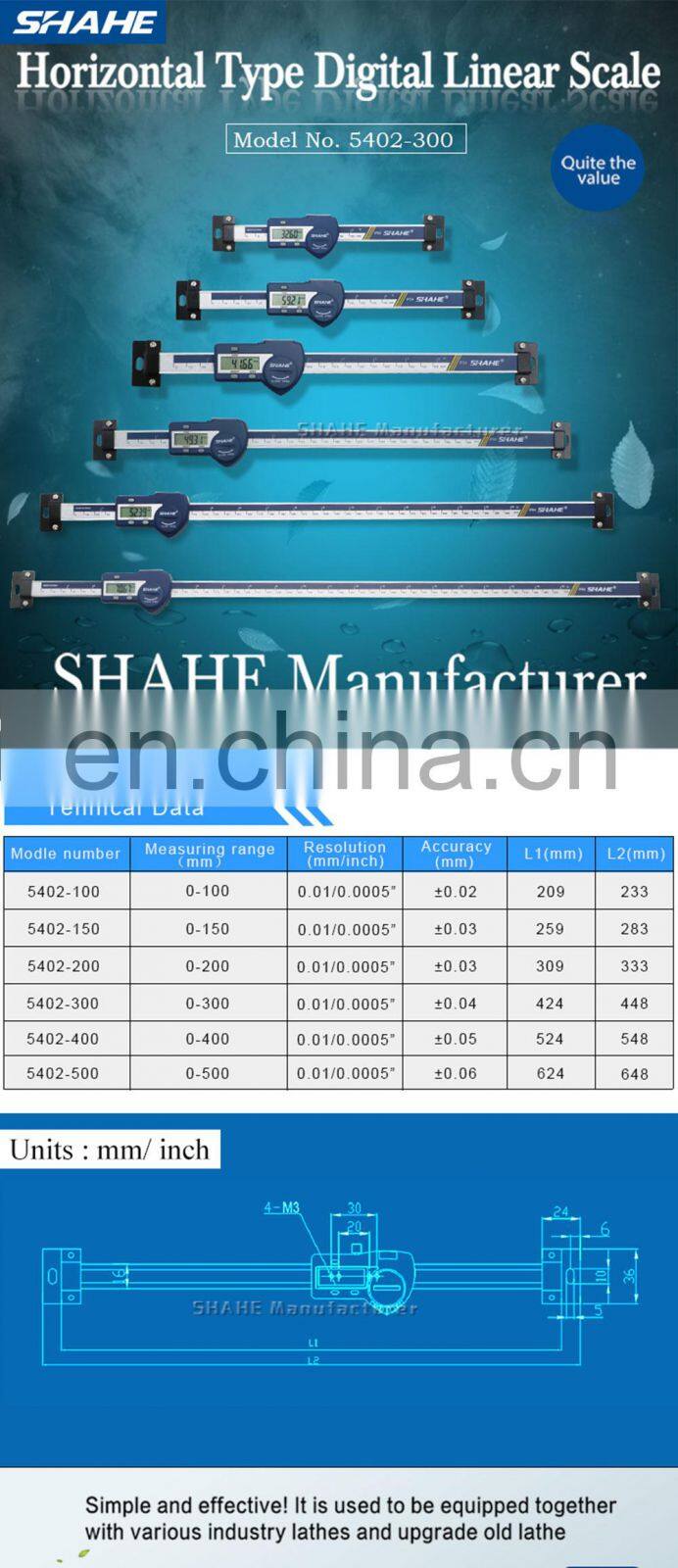 0-300/8' 0.01 mm digital horizontal linear scale digital linear scale with LCD display Electronic Linear Scale