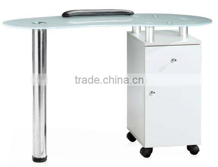glass top nail table with handrest