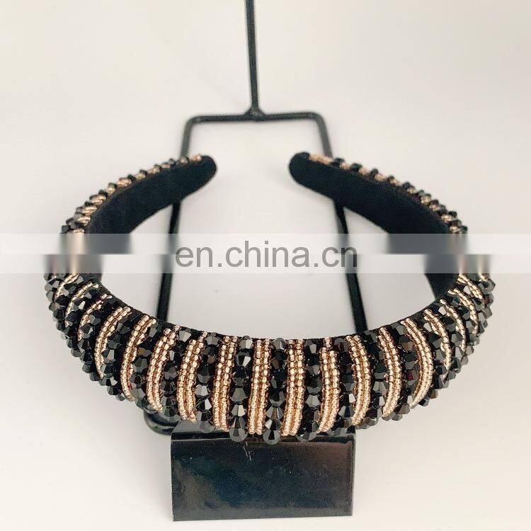Crystal Headbands Fashion Hair Hoop Bands Bezel Luxurious Rhinestones Sponge Hairbands Women Hair Accessories Headdress