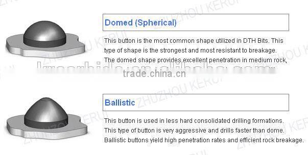 Spherical/domed carbide insert with high performance and good service life for all conditions of deep hole drilling