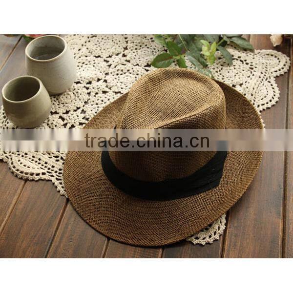 Promotion cheap plain wholesale straw cowboy hats ladies straw hats Beach shading Unisex cowboy straw hat