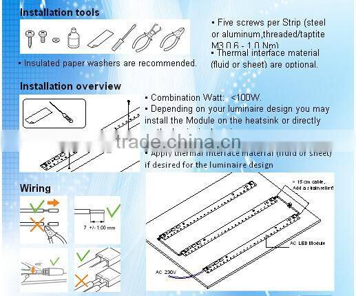 HS-LM-L280-8W 280*19*1.2mm AC180-245V Epistar Aliminium Led Module