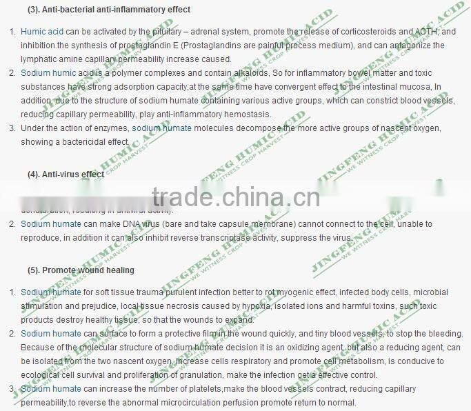 50% 60% 70% Sodium Humate For Feed Additives Agriculture, Powder Flake Crystal Granule Form