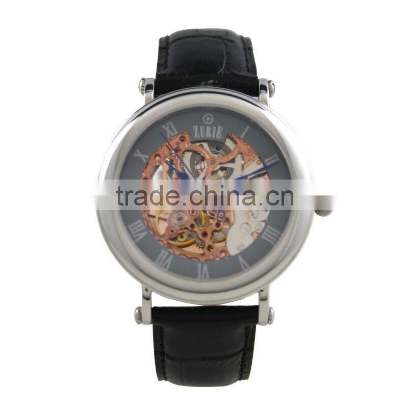 ZUSK01G Classic fashion style skeleton 316L stainless steel 3 atm Automatic movtu luxury watch