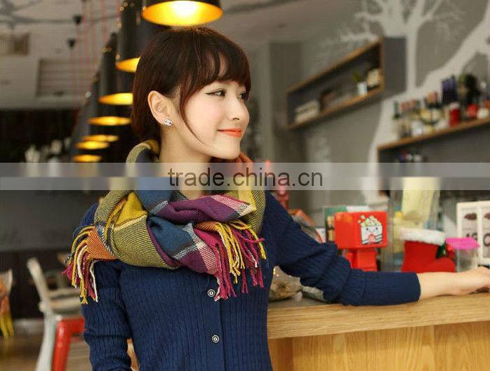 Fashion Plaid Ladies Cashmere Shawl