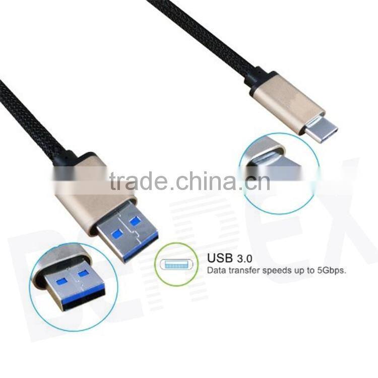 Nylon Moblie USB 3.0 Type C Transfer Data Cable for Mackbook