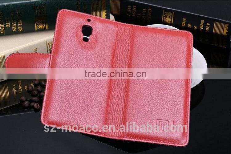 Flip Genuine leather wallet case for xiaomi mi4 with card slots