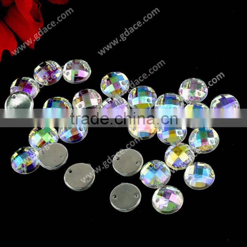 Bling Bling Acrylic Sew Stone, Crystal AB Color Sew On Acrylic Rhinestone with Flat Back for DIY decoration