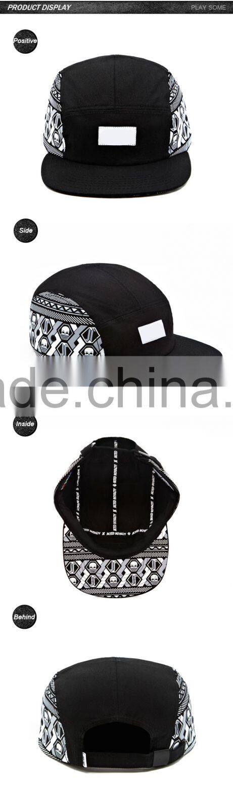 High Quality Manufacturer custom black blank 5 panel hats