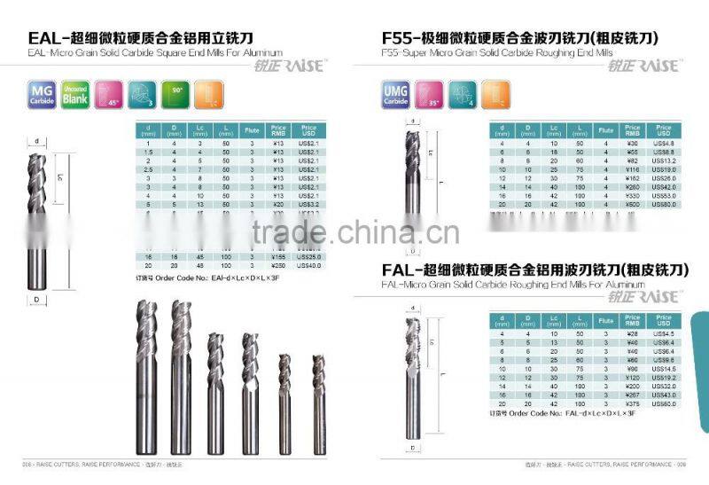 cemented carbide 45HRC CNC Germany end mill for soft metal