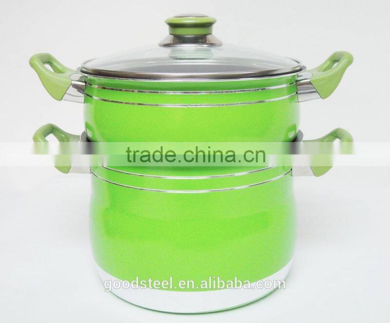 Multi-function aluminum non-stick steaming pot with coloful handle