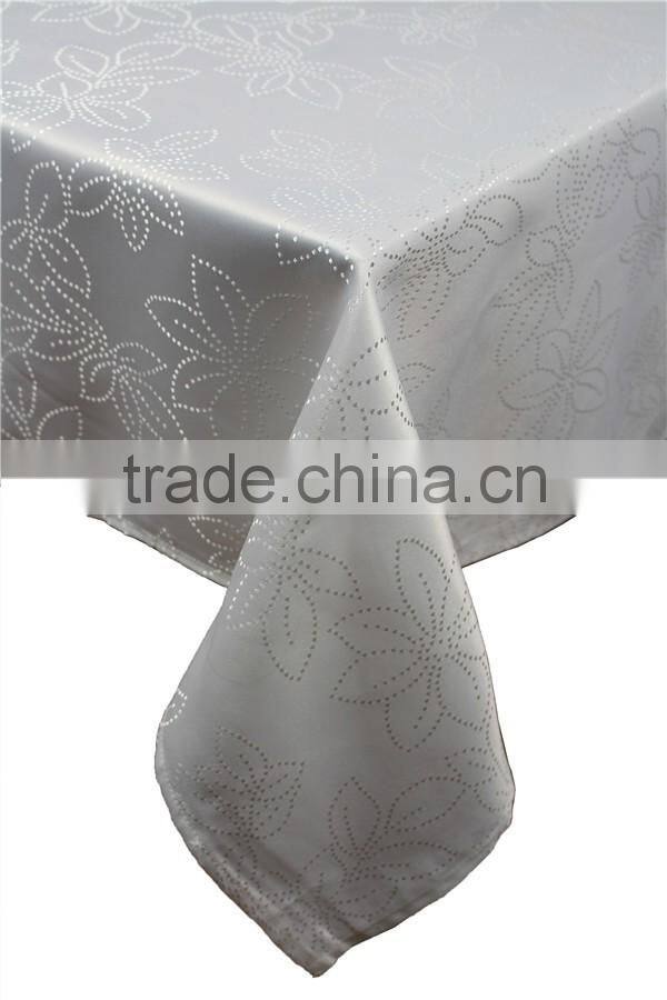 Hot Sale 100% Polyester White Jacquard Polyester Tablecloth